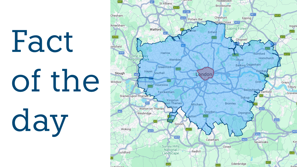 A map of London showing the Ultra Low Emission Zone covering all its 32 boroughs.